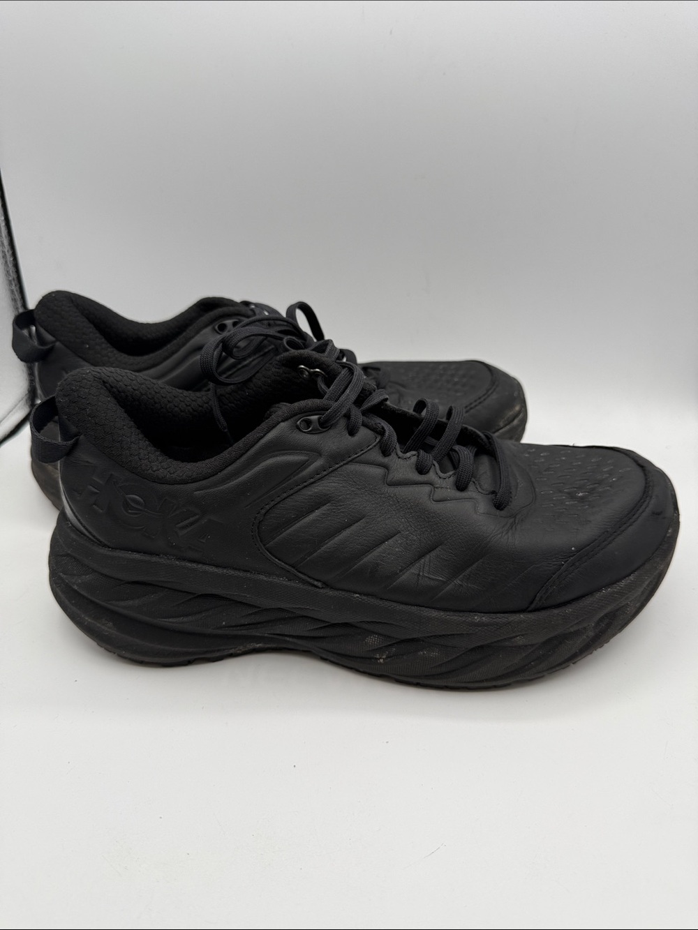Hoka BONDI SR work shoe Men's 8.5 Black Cushioned Road Running Shoes S14